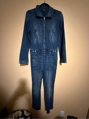bebe Dark Blue Denim Jacket with Zip Front
